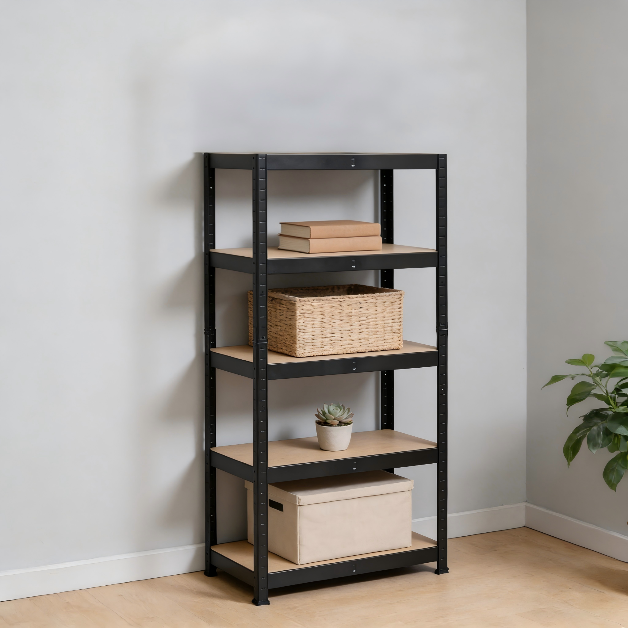 5-Layer Boltless Steel Shelving Light Duty Shelf Galvanized Garage Stacking Rack Kitchen Storage Shelving Home Storage Rack