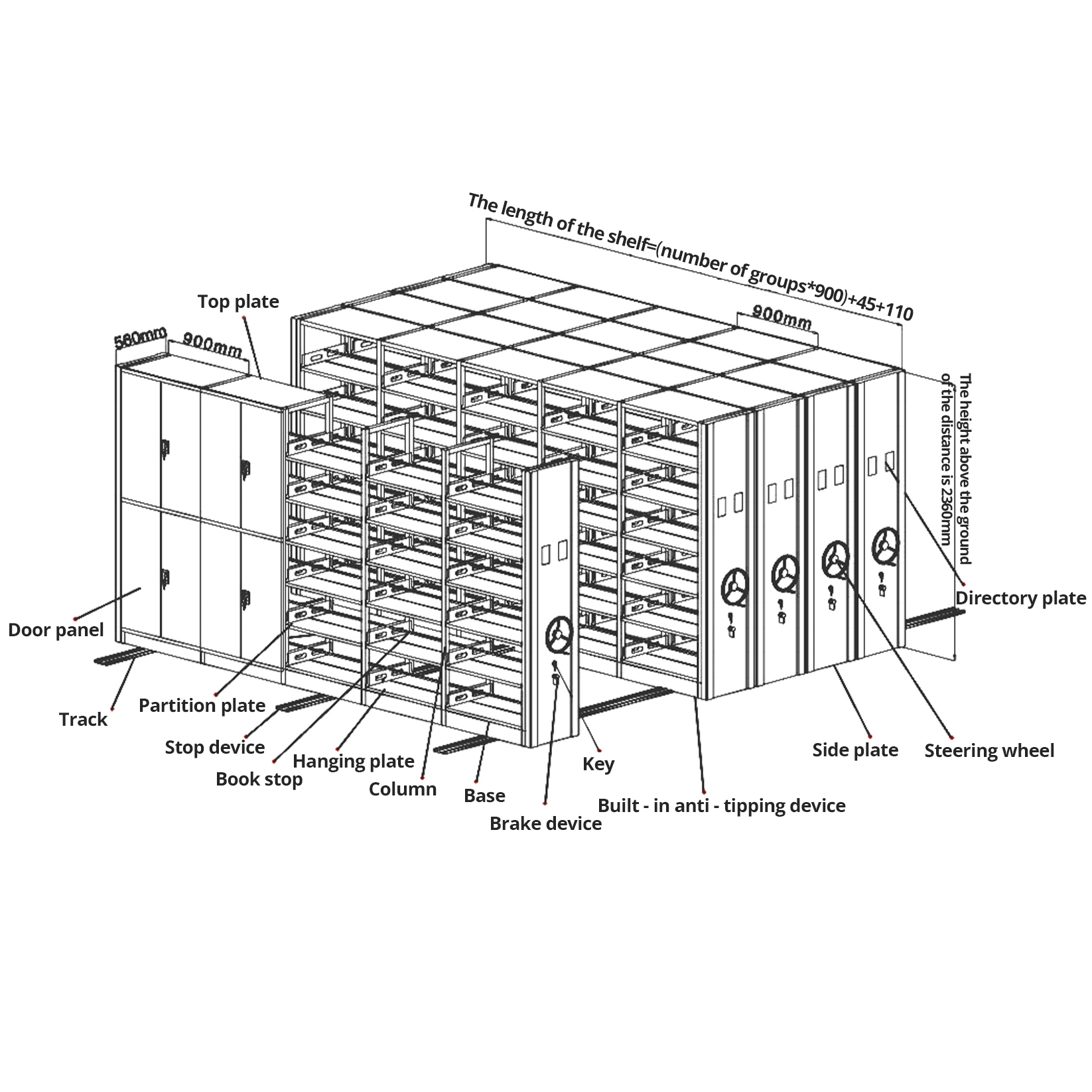 Library Archive Cabinet Movable Rack High-Density Archival Storage Compact Shelving Mobile Compact Shelving With Map Cabinet