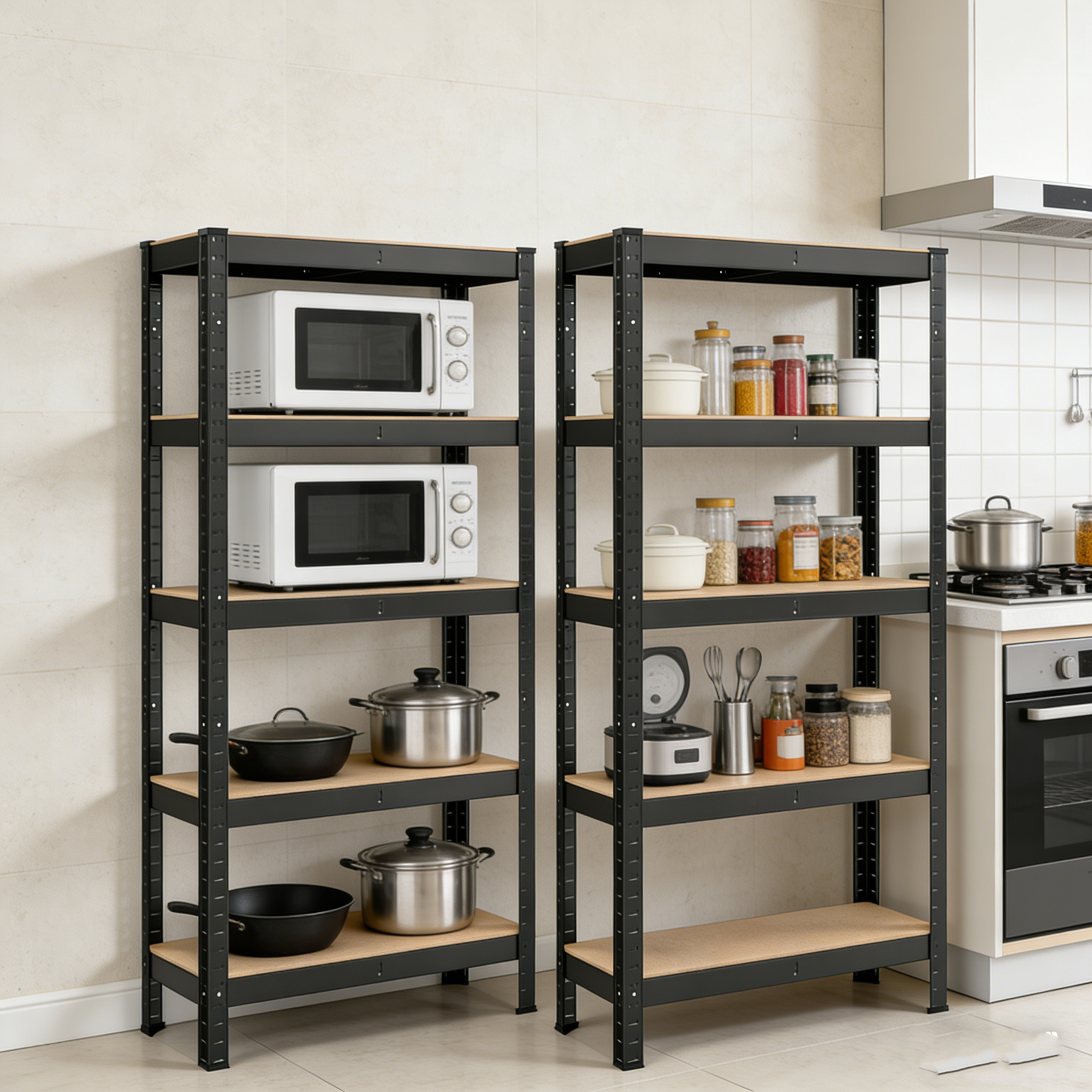 5 Tier Steel Boltless Shelving Light Duty Rack Metal Kitchen Shelves Garage Storage Shelves Warehouse Galvanized Shelf