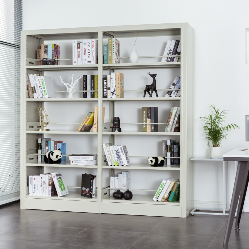 Modern Movable Lockable Metal Library Bookcase for Home Office Periodical and Magazine Storage Shelves
