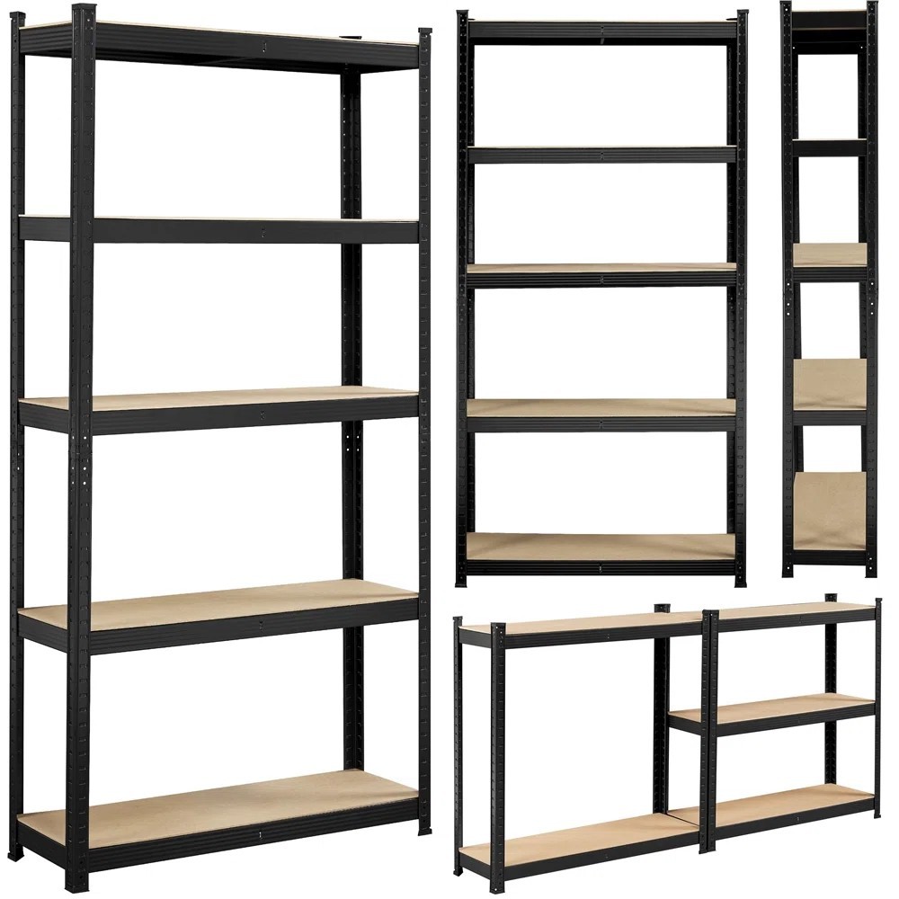 Steel MDF Light Duty Shelves Adjustable Boltless Shelving 5-Layer Galvanizing Rack Stacking Racks Basement Storage Rack