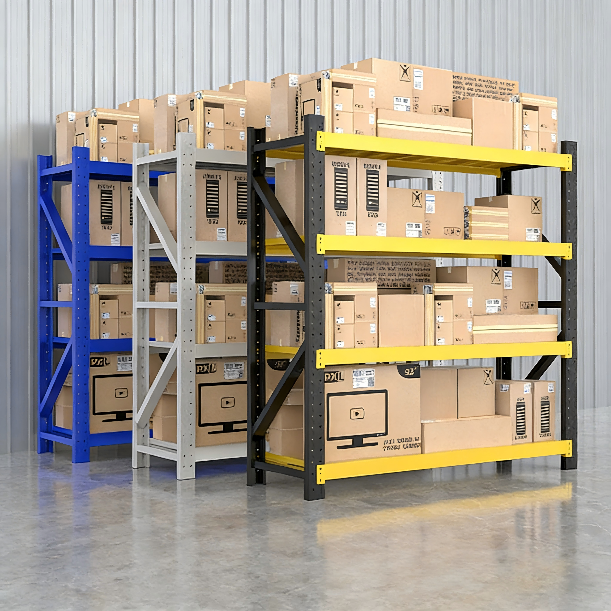 Heavy Duty Sheet Metal Storage Rack Warehouse Storage Shelf Assembly Warehouse Industrial Racks 300kg Iron Stacking Racks