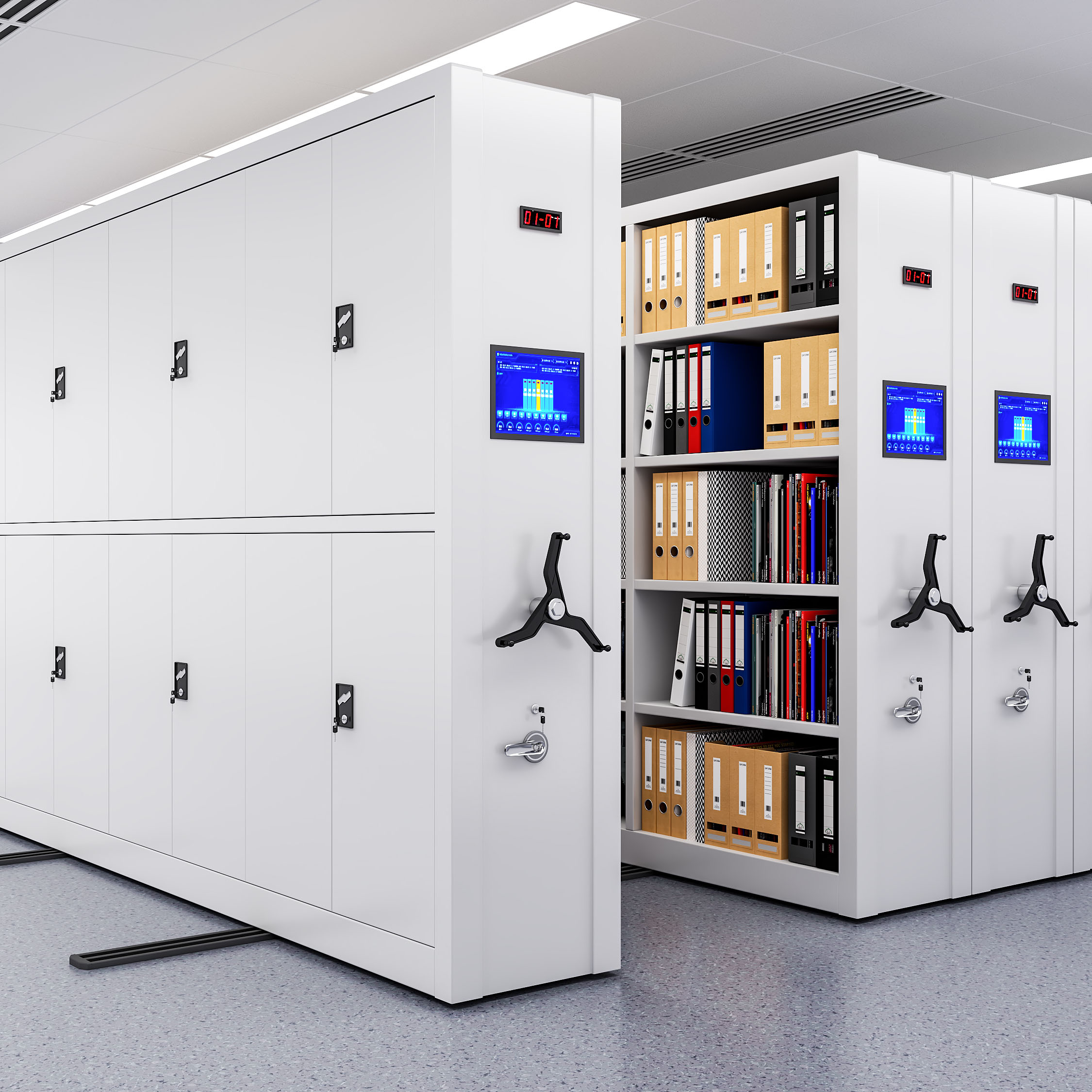 Metal Mobile Compactor Shelving Steel Storage Space Saving Archive Filing Cabinet Modular Durable Large Lockable Home Office