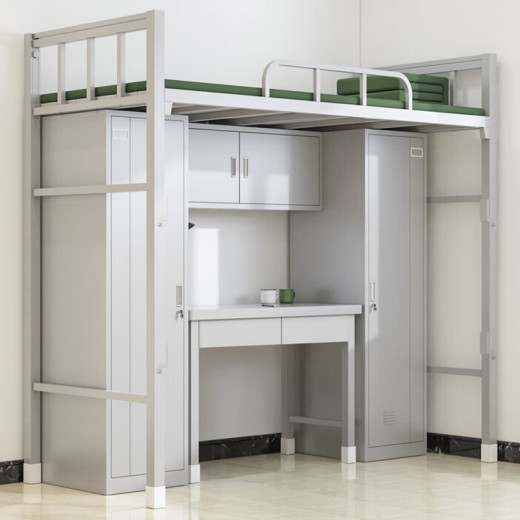 Modern Metal Dormitory Bunk Bed for School and Hotel Use with Small Cupboard Adult Double Size