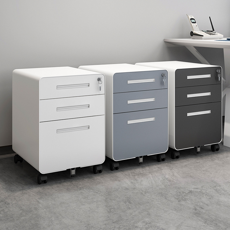 Steel Mobile Under Desk Cabinet Small Drawer Storage Cabinet Metal Office Filing Cabinet Movable Metal Storage Cabinet with Lock