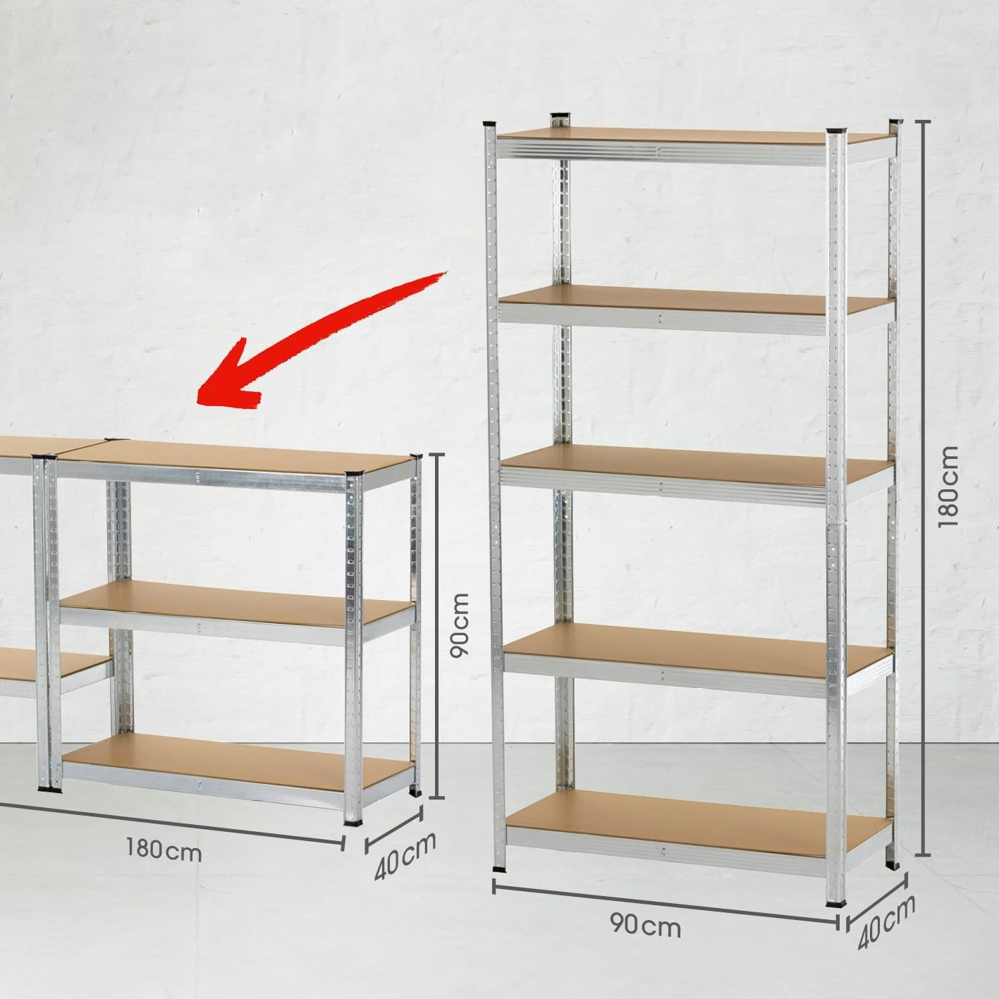 Steel 5-Tier Boltless Shelving Light Duty Steel Shelves Metal Warehouse Shelving Garage Metal Racking Galvanizing Stacking Racks