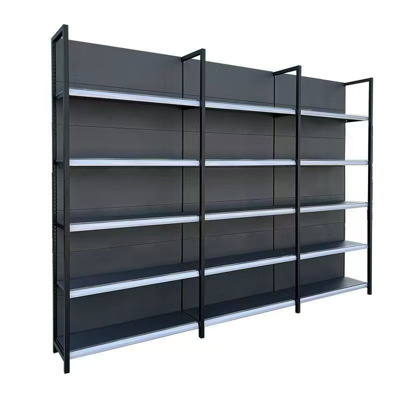 OEM Custom Steel and Wood Commercial Rack Shelving Supermarket Retail Stores Shelf Snack Double Sided Display Rack