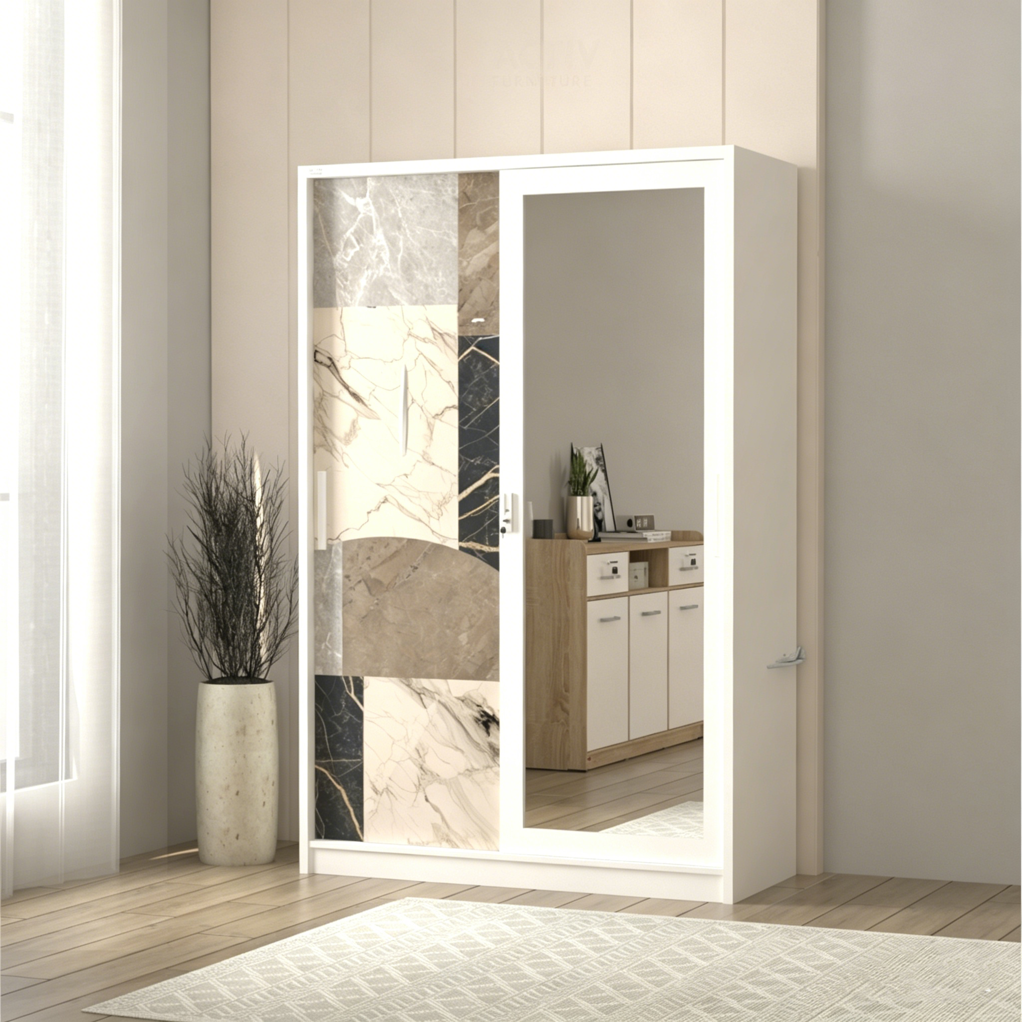 Factory Wholesale Steel Wardrobe Metal Mirror Wardrobe Metal Locker Almari Besi Lemari Pakaian Besi Steel Wardrobe Malaysia
