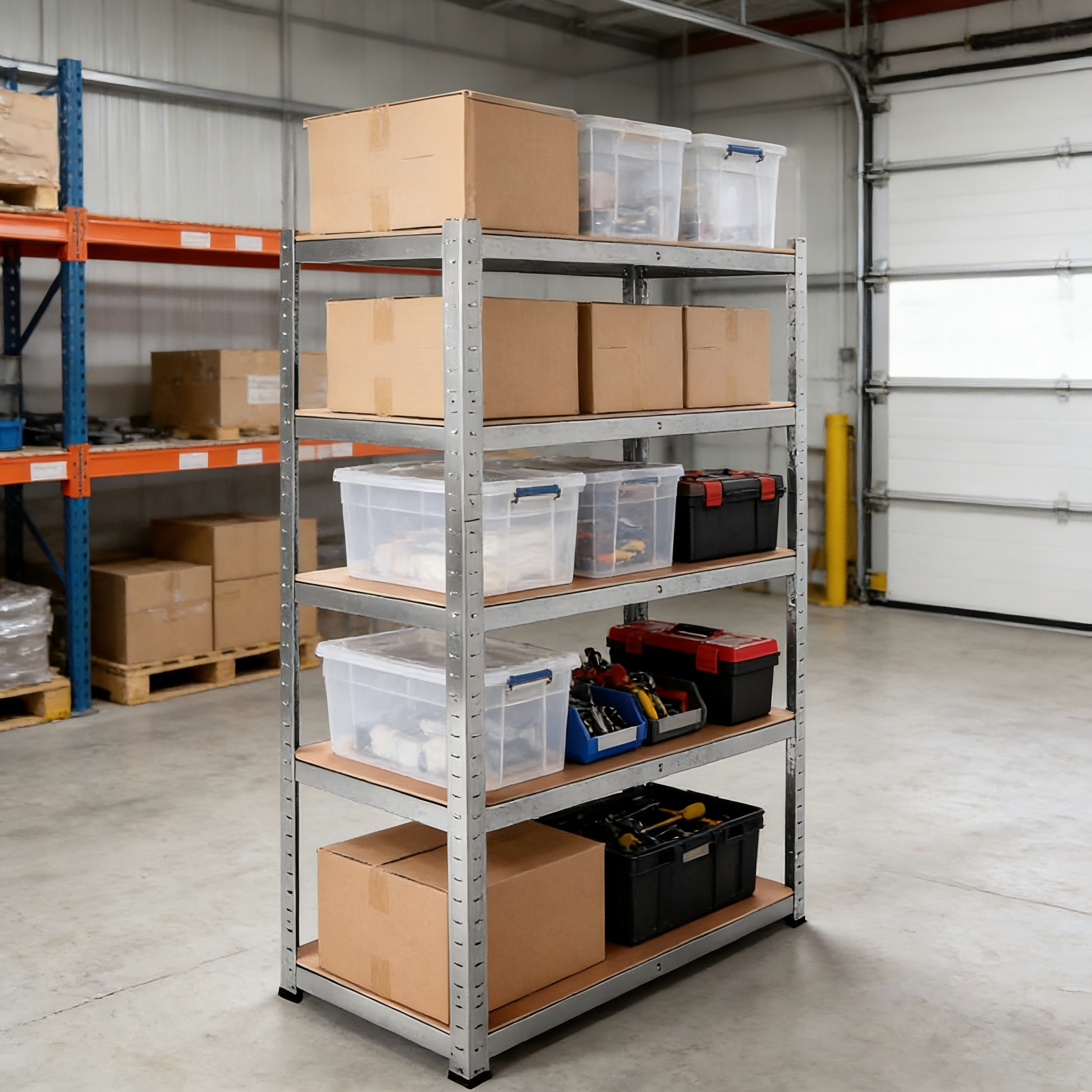 Light Duty Steel Shelves Kitchen Storage Rack Adjustable Galvanized Shelf Garage Metal Rack Metal Warehouse Shelving