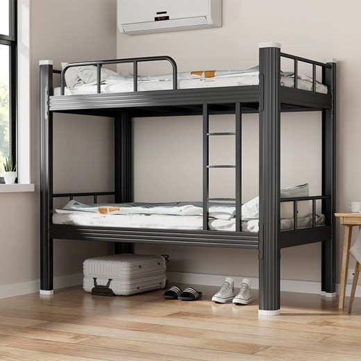 Industrial Steel Double Bunk Bed with Mattress - Heavy Duty Metal Bed Frame for Sale in Dubai, Ready Stock