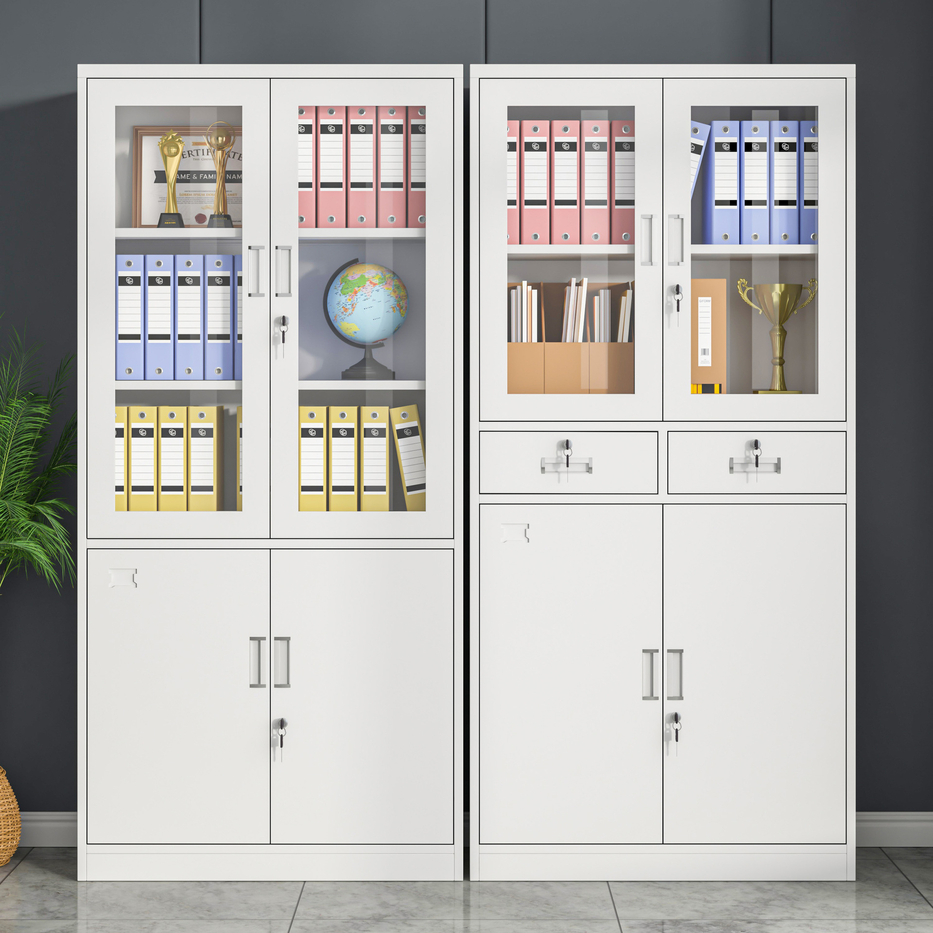 Fireproof Iron Office Cabinet Durable Metal File Cabinet Office Storage Cabinet Steel Filing Cabinet with Safety Locker