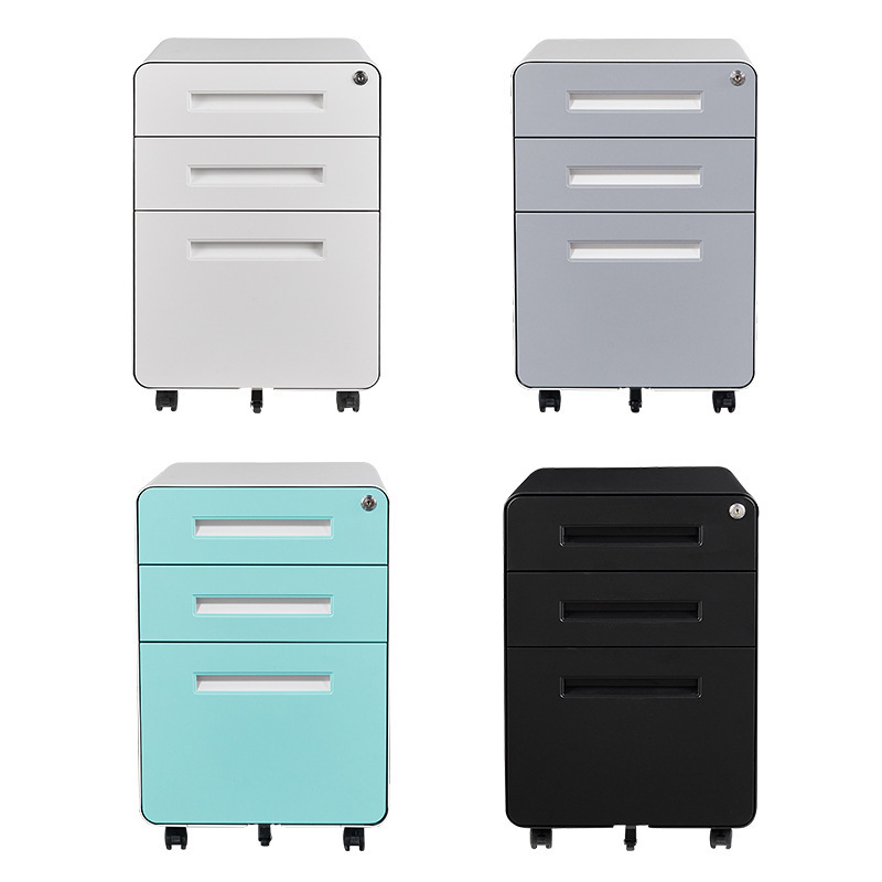 Under-the-desk Steel Mobile File Cabinet Metal Mobile Pedestal 3 Drawers Mobile Filing Cabinet Lockable Steel Mobile Pedestal