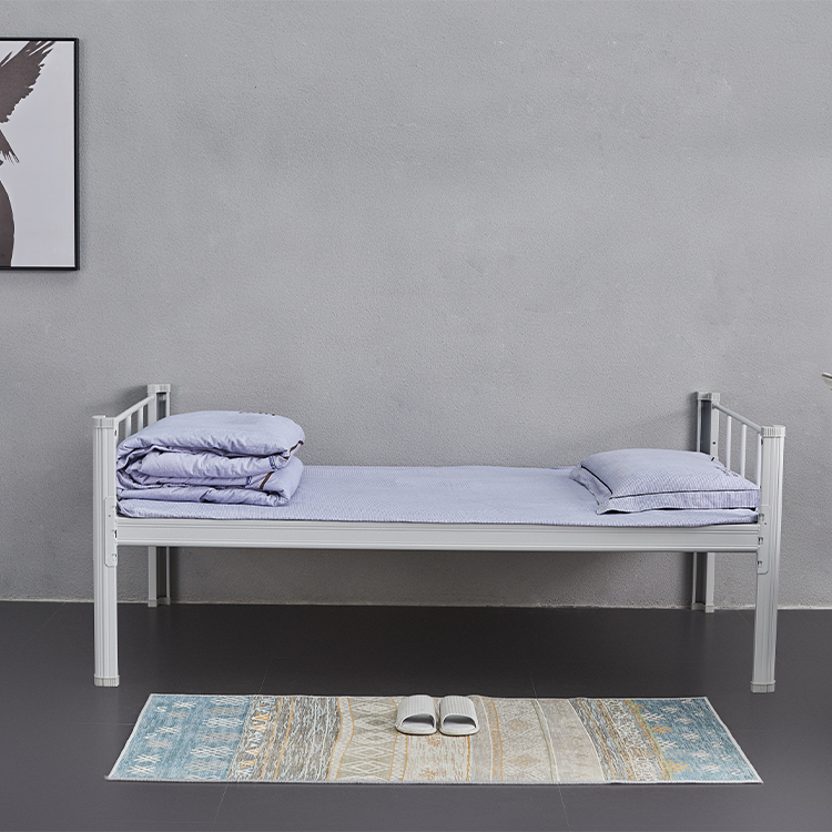 Modern Metal Bunk Bed for School Dormitory Use Twin Over Full Size with Ladders and Sturdy Guard Rail KD Structure