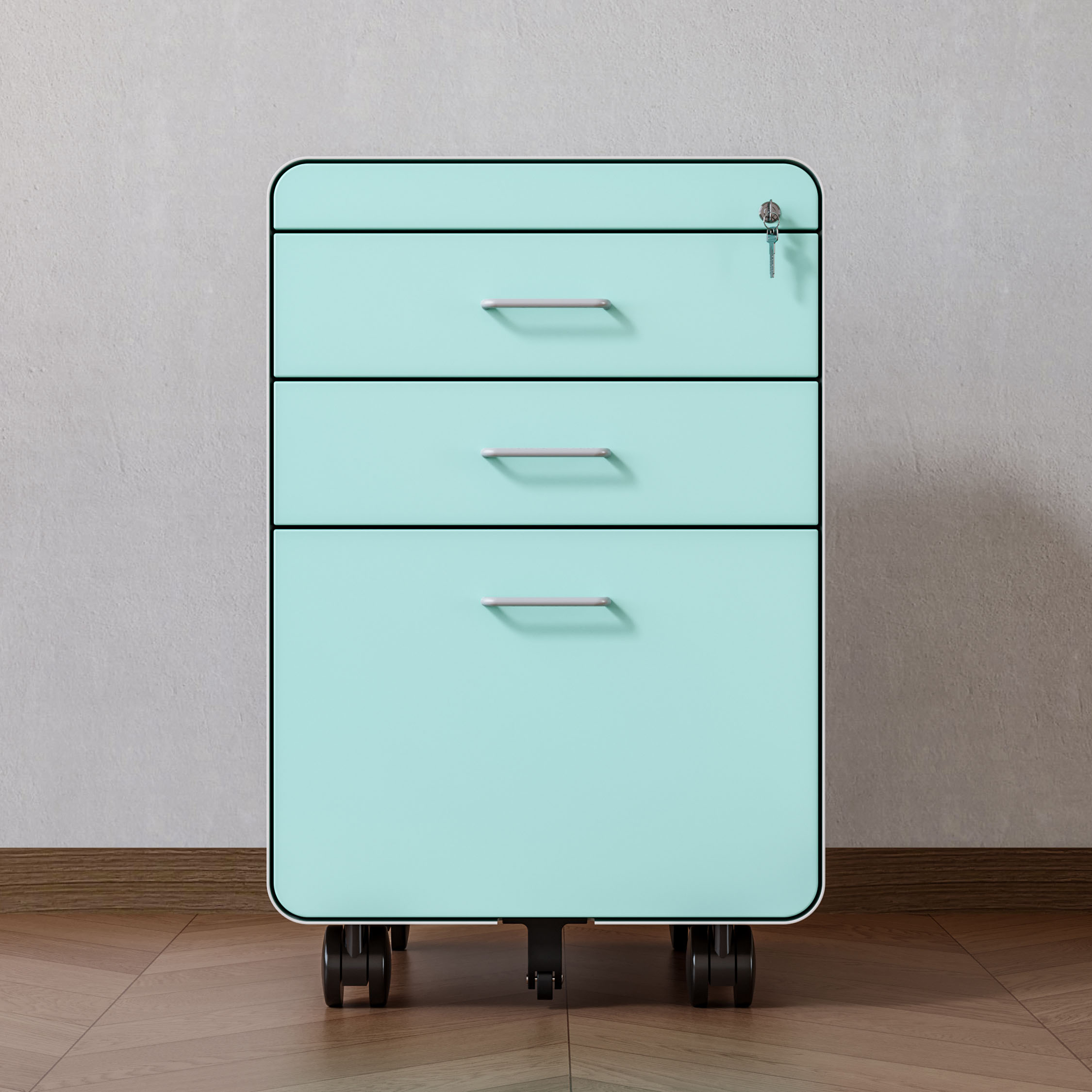 Heavy-Duty Steel Freestanding Mobile Pedestal Cabinet Modern Metal File Cabinet Lockable Drawers for Home Hospital Apartment