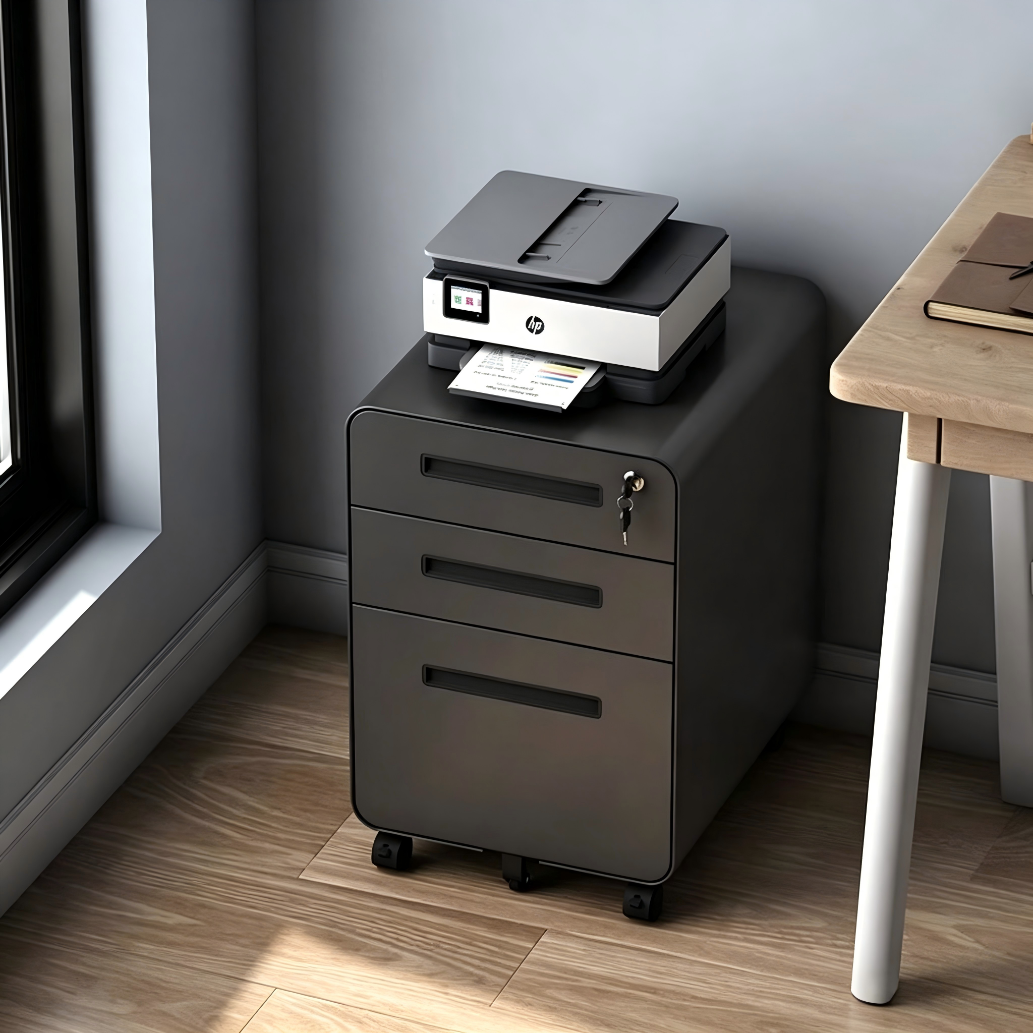 Lockable Metal Mobile Pedestal Metal Assembly Activity Cabinet Steel Mobile Pedestal Cabinet Rolling Storage Cabinet with Wheels