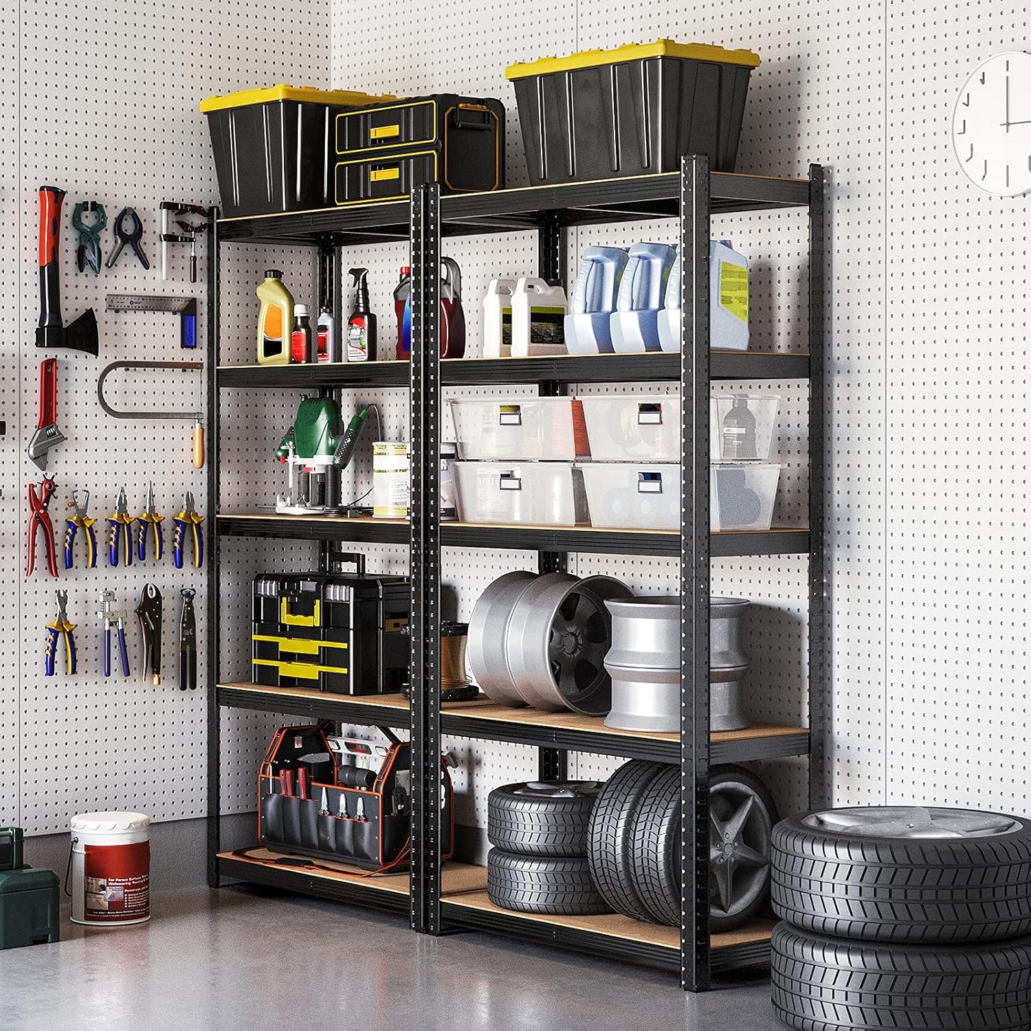 5 Tier Steel Boltless Shelving Light Duty Rack Metal Kitchen Shelves Garage Storage Shelves Warehouse Galvanized Shelf