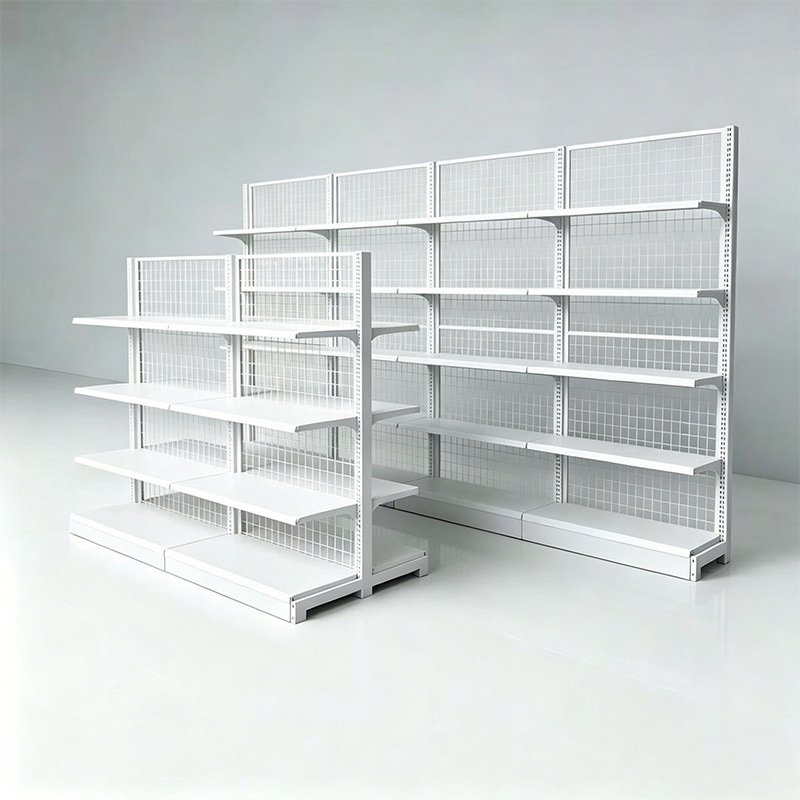 Items Food Supermarket Rack Supermarket Display Rack Steel Groceries Shelves Commercial Rack Shelving with Half Round End Shelf