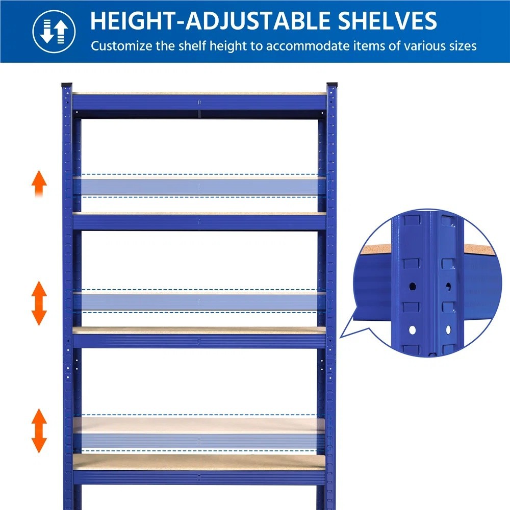 Metal Boltless Shelf 5-Tier Light Duty Shelving Garage and Home Use Storage Rack Galvanized Shelf Adjustable Metal Utility Shelf