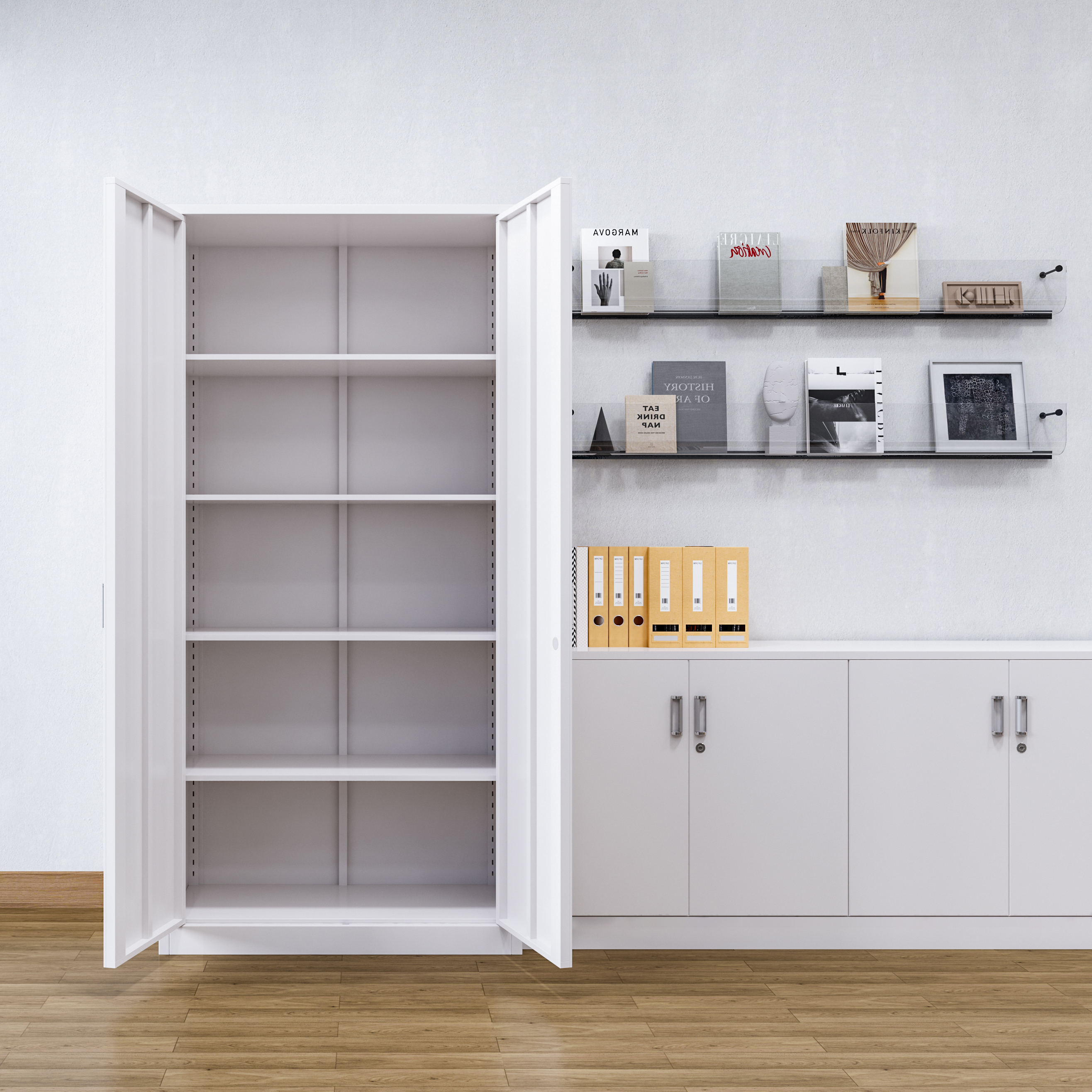 Environmentally Friendly Steel Office Filing Cabinet with 900-wide Glass Display Archive Drawer Cabinet