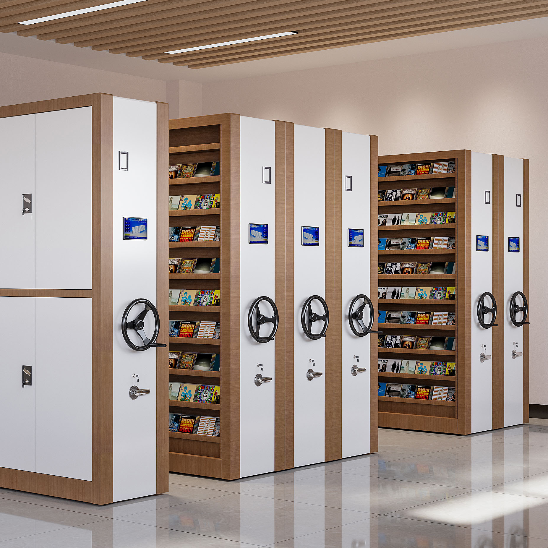 Compact Mobile Shelving High Density Mobile Shelving Steel University Library Compact Shelving Motorized High-Density Archive
