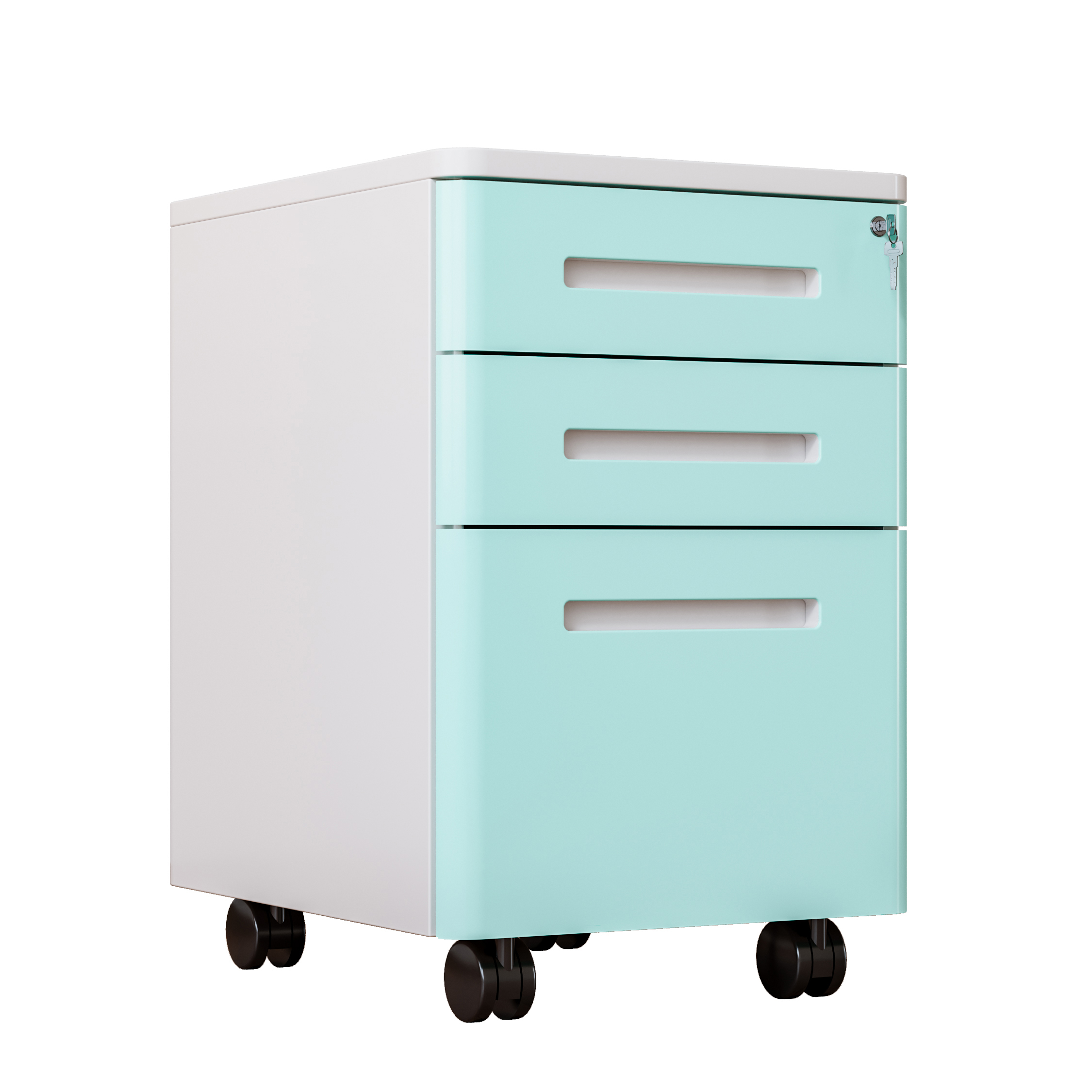 Steel Two-Drawer Mobile Cabinet with Round-Corner Design Detachable Pedestal for Under-Desk File Storage