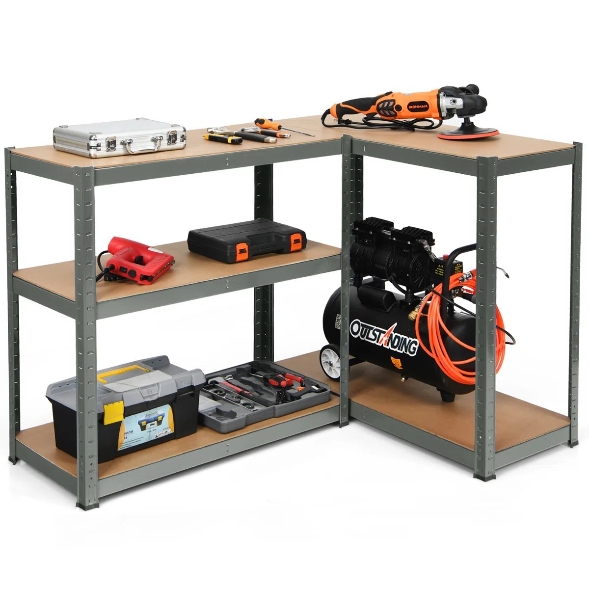 Adjustable Height Metal Shelves 5-Layer Metal Boltless Shelf Garage and Home Use Galvanized Shelf Microwave Oven Kitchen Shelf