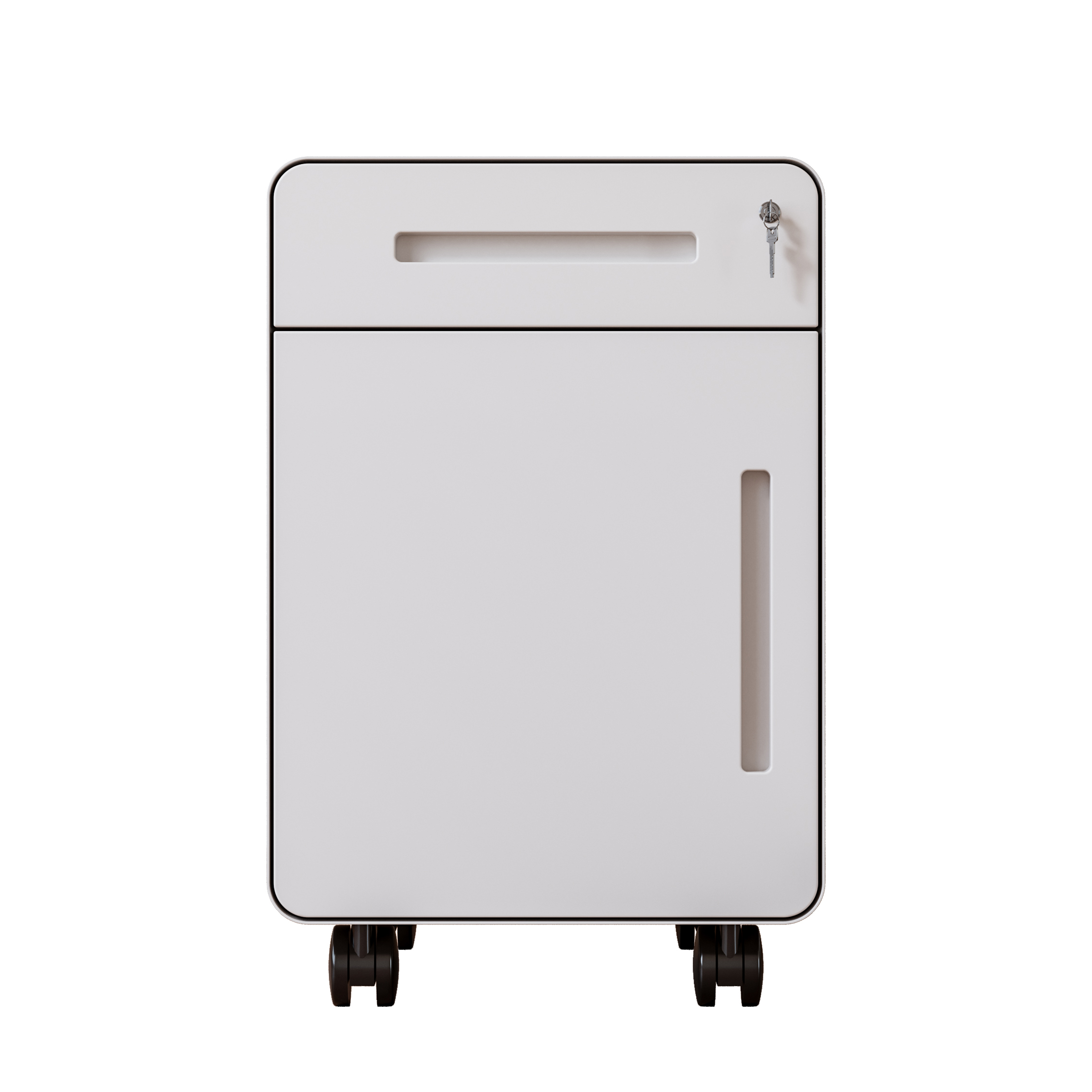 Steel Two-Drawer Mobile Cabinet with Round-Corner Design Detachable Pedestal for Under-Desk File Storage