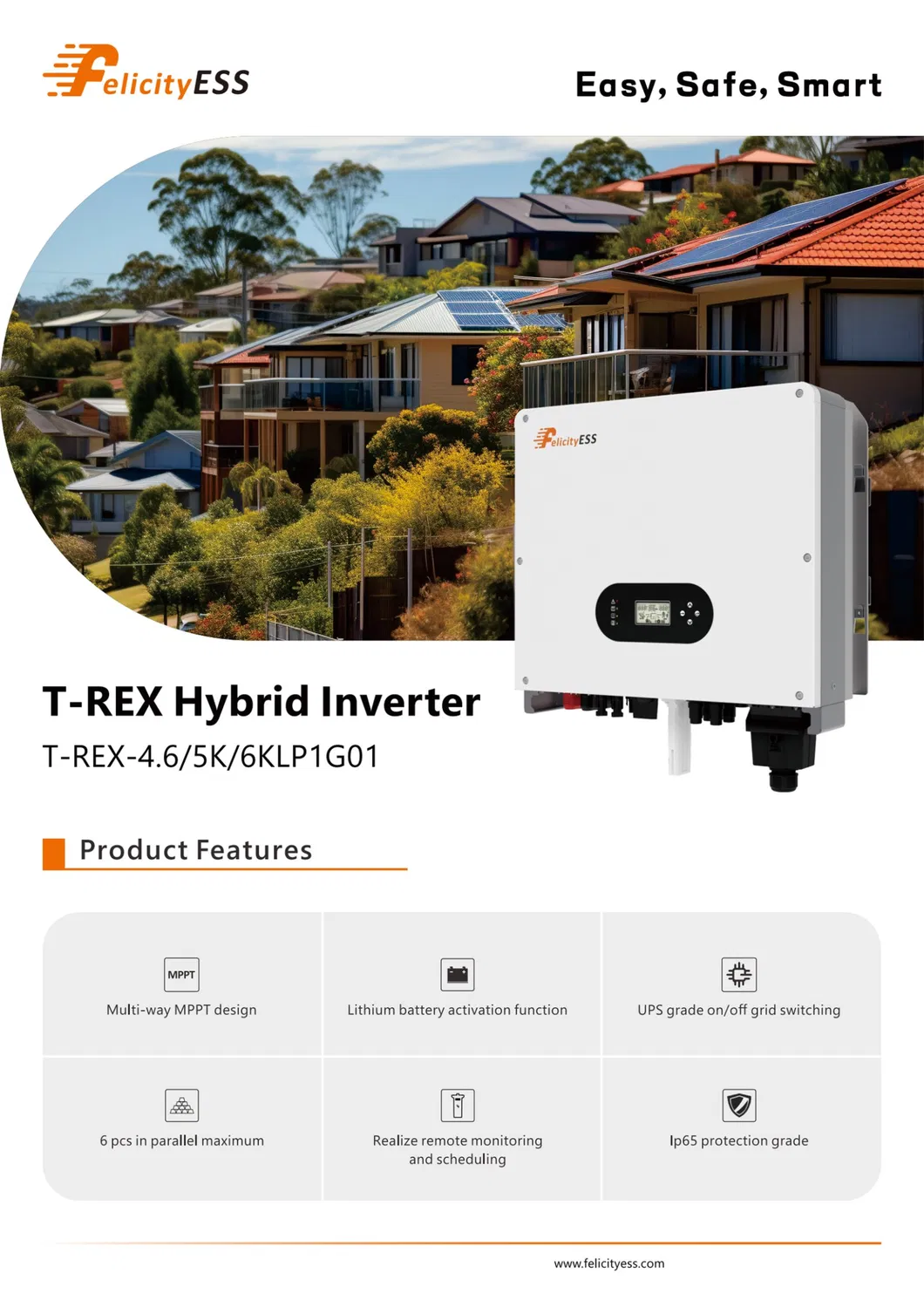 High Capacity 6kw Single Phase 48V Hybrid Solar Inverter