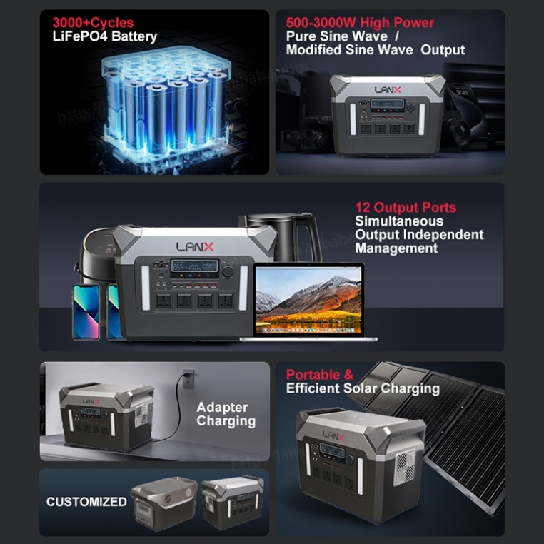 Superior Quality ABS Portable 500W 600W 1000W 1500W 2000W 3000W Solar Energy System LiFePO4 Energy Storage Solar Power Station