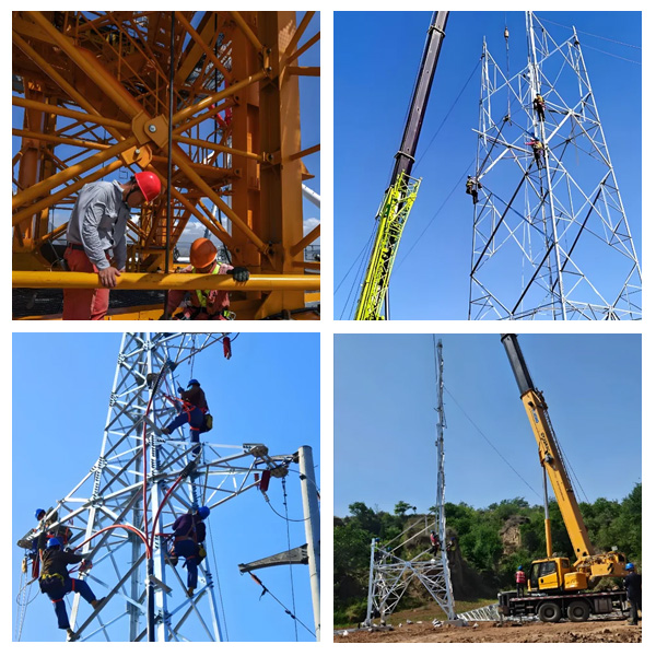 Custom Heavy-Duty Hot Dip Galvanized Steel Power Transmission Tower Overhead Line Support Welding/Cutting/Bending Available