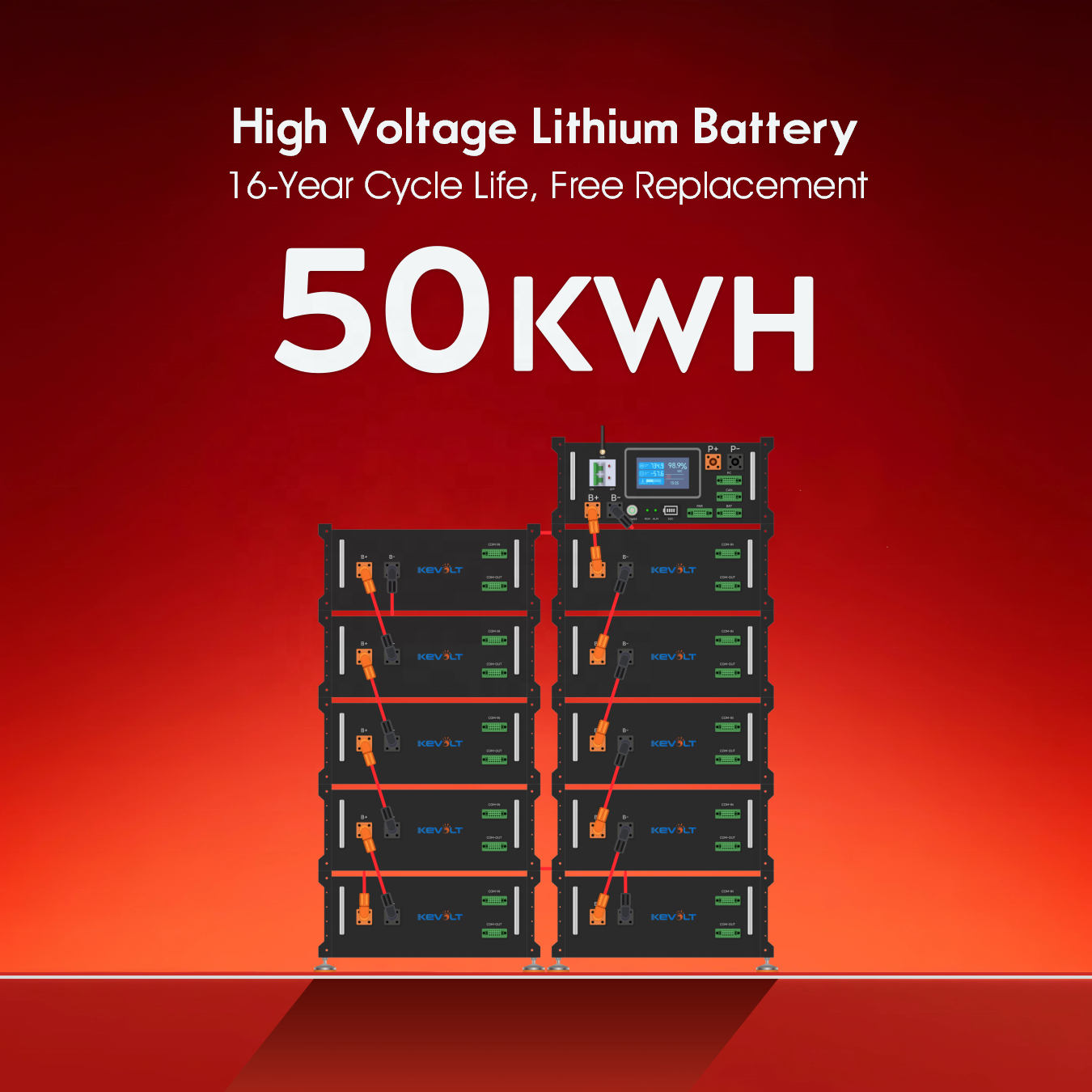 KEVOLT Solar Energy System High Voltage LiFePO4 Battery 20kWh 30kWh 50kWh 100kWh Home Energy Storage Lithium Ion Batteries Pack