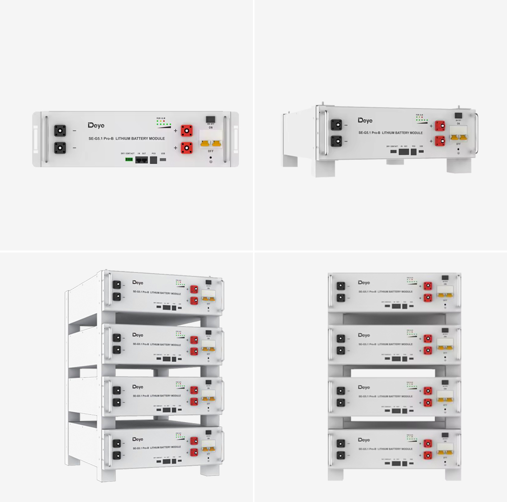 Deye 15kwh 20kwh 30kwh 40kwh Lithium Battery Pack Se-g5.1 Pro-b Low Voltage 51.2v 100ah Solar Energy System
