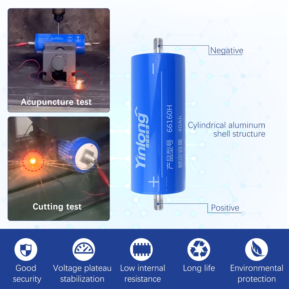 Yinlong 66160 LTO 2.3V 30AH/35AH/40Ah/45Ah Brand New Cylindrical Lithium Titanate Battery Cells For DIY Car Audio Solar System