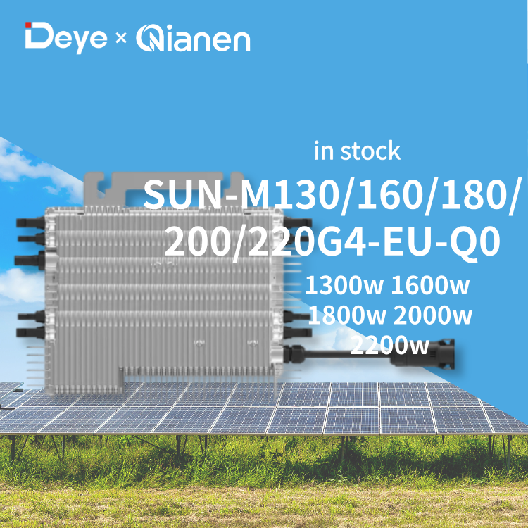 EU Stock for SUN-M130/160/180/200/220G4-EU-Q0 2000W/2200W Single Phase Micro Inverter 4MPPT 60V 96.5% Efficiency 15-Year Solar