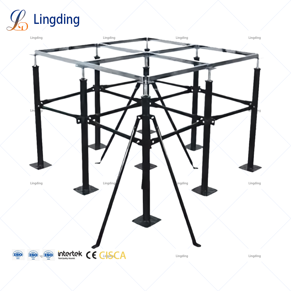 Lingding Strong Load Pedestal and Stringer System for Large Commercial Raised Access Floor Stable Durable Low Maintenance