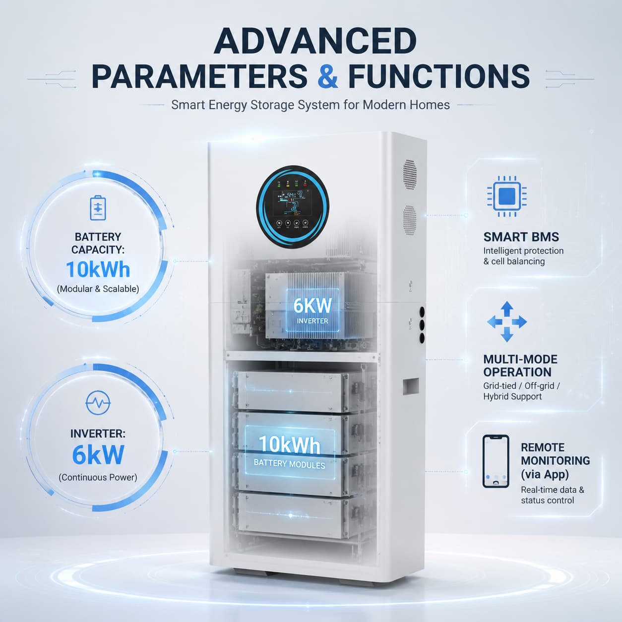KUNETIC 5kW 6kW 10kW 12kW All in One Solar Energy Storage System 10kWh 20kWh 30kWh 50kWh LiFePO4 Home Backup Power Station