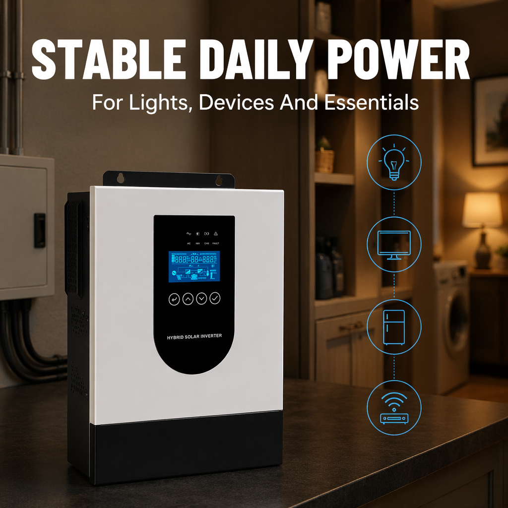 All In One Solar Inverter Pure Sine Wave MPPT Hybrid Solar Charger Inverter For Small Home Lighting &amp; Portable Power Use