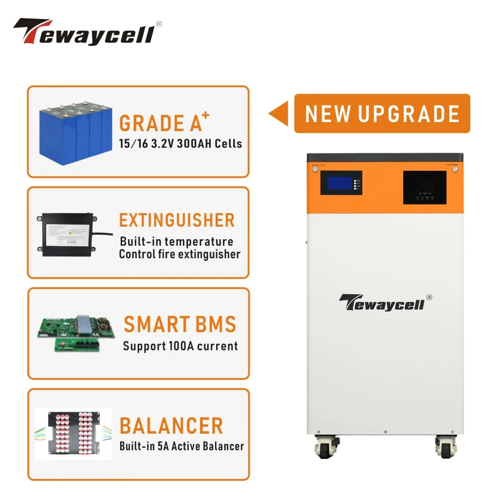 Tewaycell All In One 51.2V 300Ah 600Ah 15kwh 30KWH Lithium Battery With 5KW/10KW Inverter Home ESS