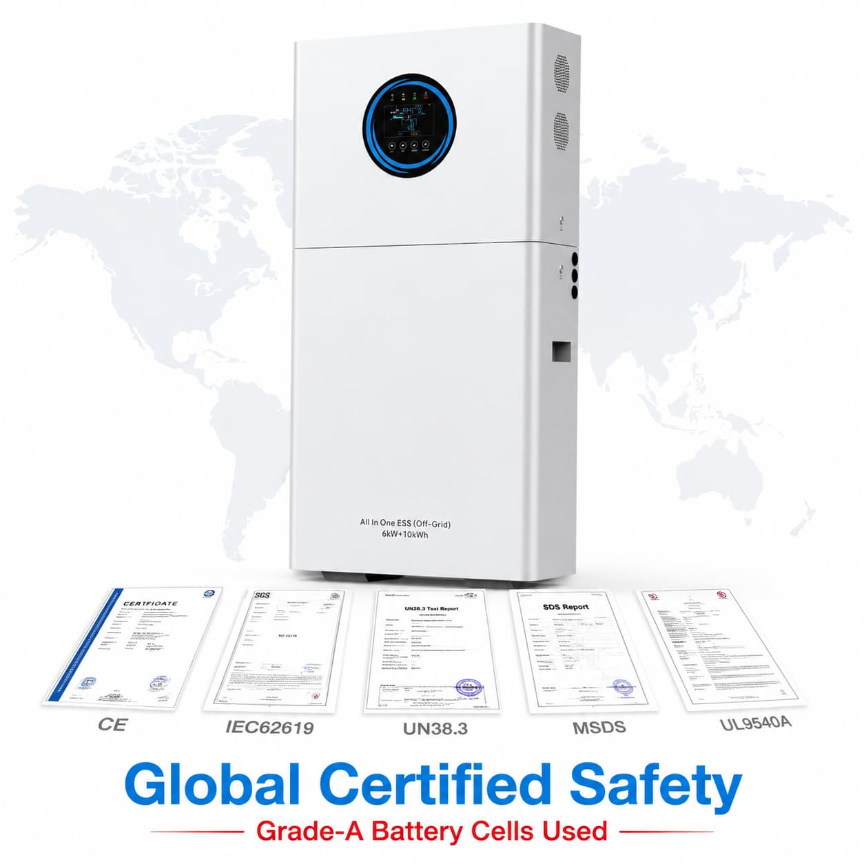 KUNETIC 5kW 6kW 10kW 12kW All in One Solar Energy Storage System 10kWh 20kWh 30kWh 50kWh LiFePO4 Home Backup Power Station