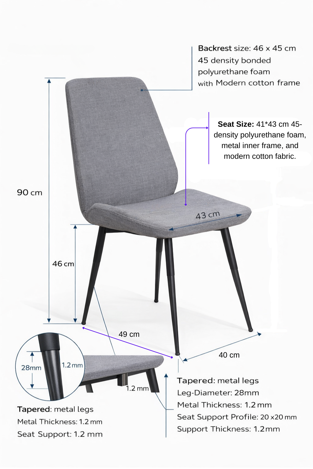 Dining Chair Dimensions