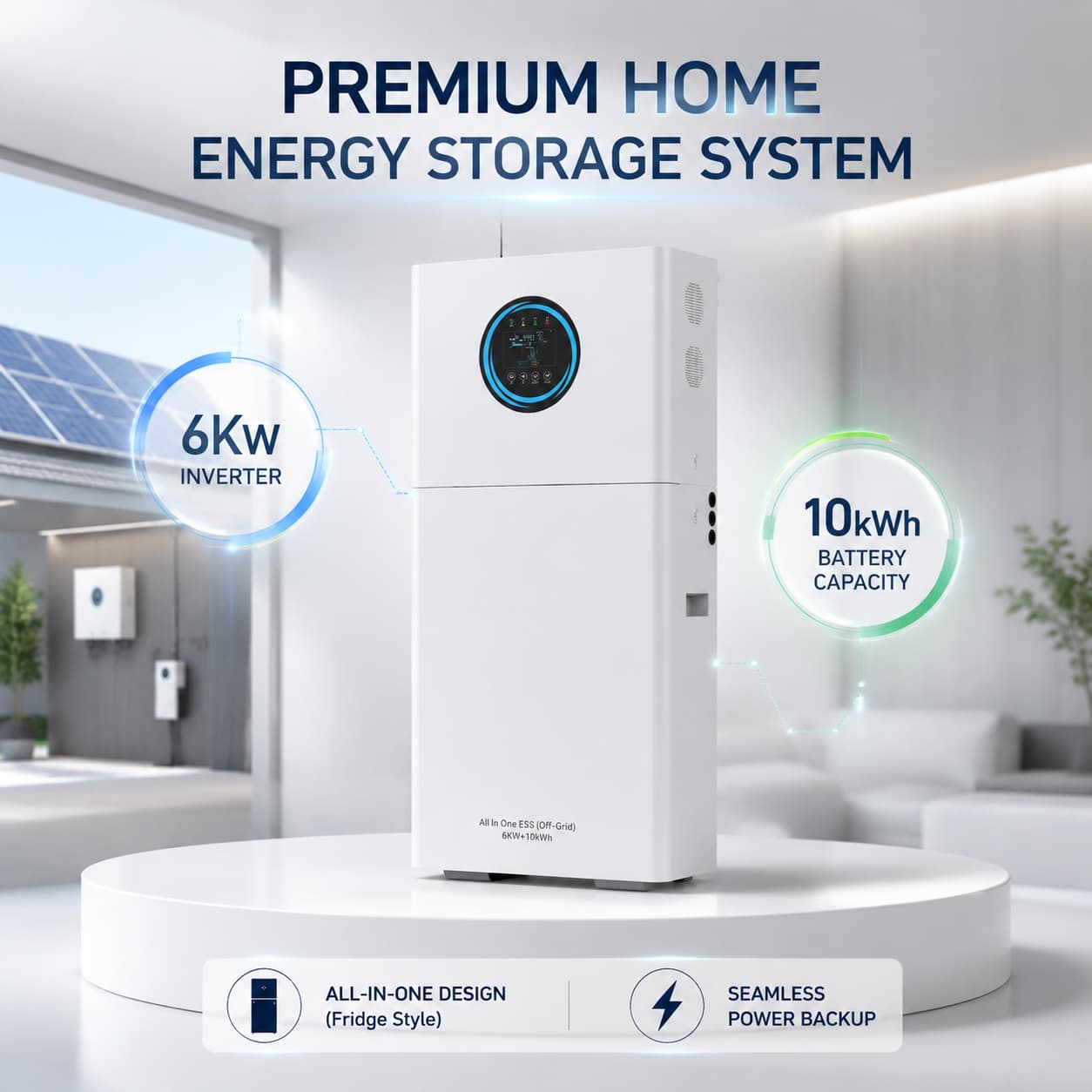 KUNETIC 5kW 6kW 10kW 12kW All in One Solar Energy Storage System 10kWh 20kWh 30kWh 50kWh LiFePO4 Home Backup Power Station