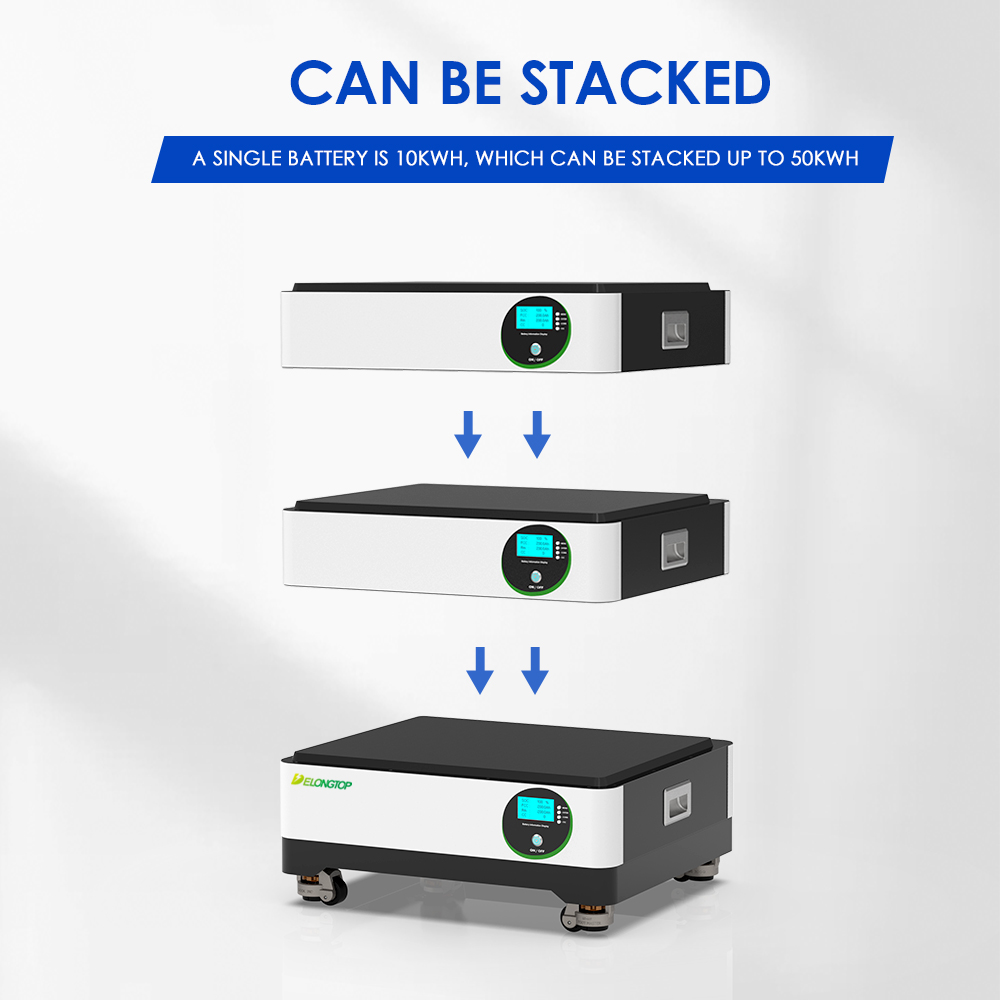All In One Stacked Lifepo4 Battery Solar Energy Storage Power System Home 48v 51.2v 50kwh Stacked Lifepo4 Battery