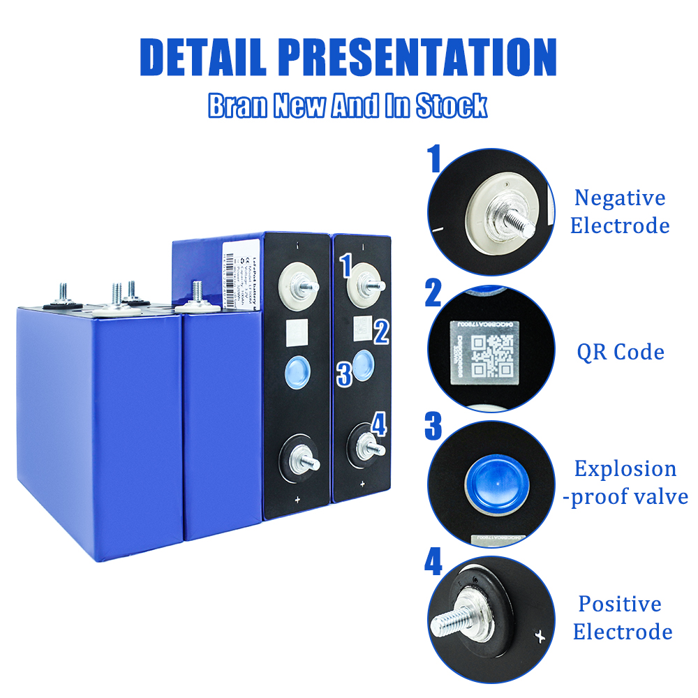 2025 EVE Lifepo4 3.2V 100Ah Battery Prismatic Cells Grade A 6000 Cycles For 12V 24V 48V Home Energy System &amp; Inverter