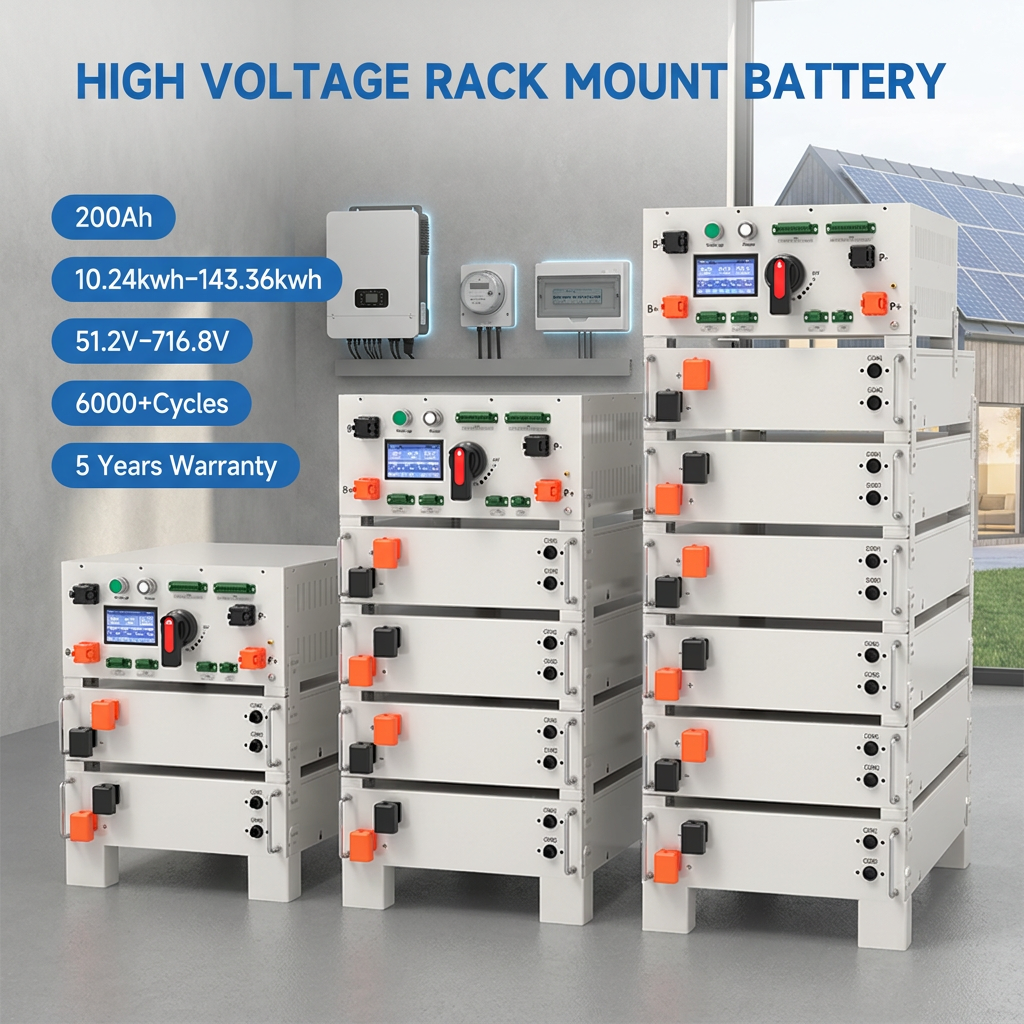 51.2v 200Ah Server Rack Mounted LiFePO4 10kwh 20kwh 50kwh 100Ah 200Ah Solar Lithium Ion Energy Storage Battery Smart BMS