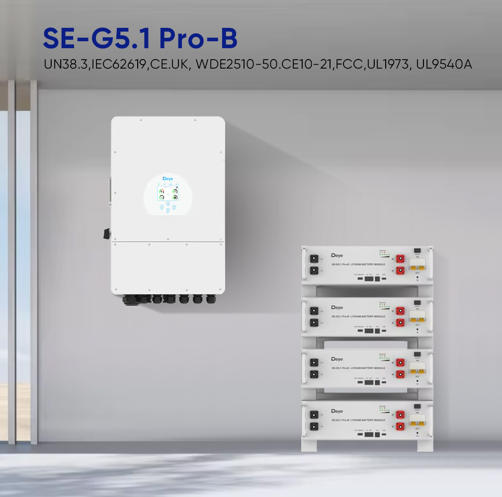 Deye 15kwh 20kwh 30kwh 40kwh Lithium Battery Pack Se-g5.1 Pro-b Low Voltage 51.2v 100ah Solar Energy System