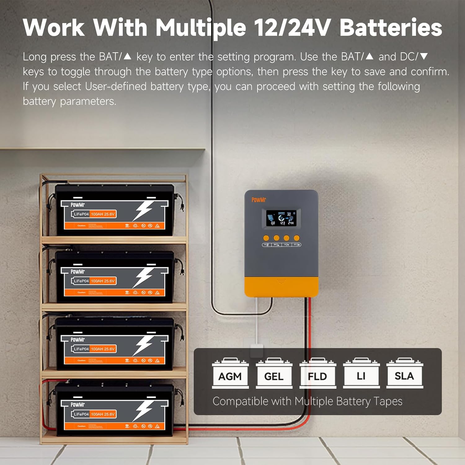 PowMr Best Price 25A 35A 45A Solar MPPT Charge Controller 12V 24V 99% High Efficiency MPPT Charge Controller