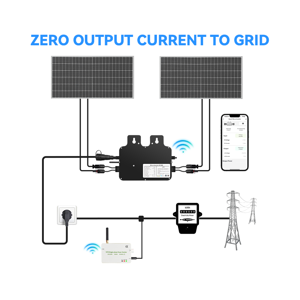 ACrevPOWER 800W Solar Micro Inverter SP-CT 800 AI Smart APP CE/FCC/VDE/ Certified Single Phase Output IP65 Waterproof 93%