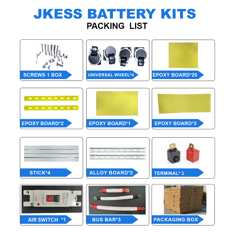 Eu Stock JKESS Lifepo4 Battery 51.2V 15kWh 16S 6U Box DIY Kit Built-in 200A JK V19 BMS For 280Ah/314Ah Cells EU Stock DDP