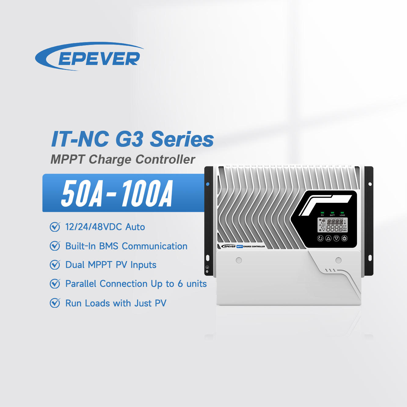 New Arrival for IT10420NC G3 Hybrid MPPT Solar Panel Controller 12/24/36/48VDC Auto 50A-100A Charging 98.5% Efficiency Common