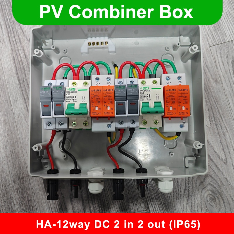 RUIPEIN HA12way DC1000V PV Combiner Box Wall-Mounted Installation 2-in-2-Out Photovoltaic Grid Off-Grid System IP65 For Solar